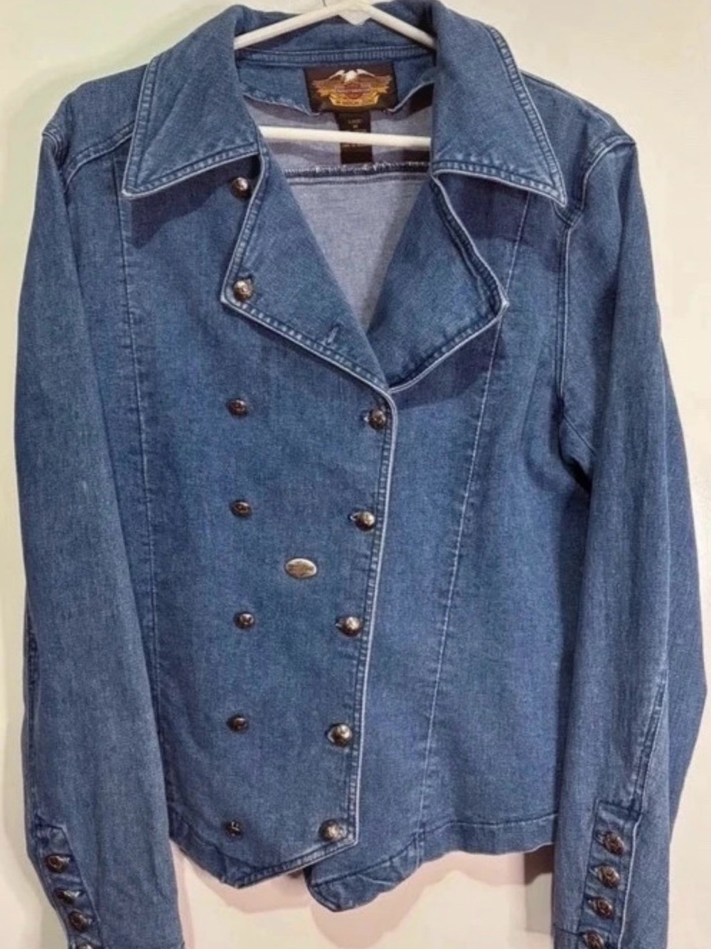 Harley-Davidson Women's Blue Double-Breasted Denim Jacket